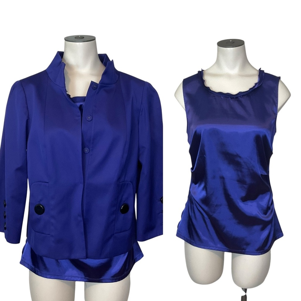 WORTH sz 4 Cropped Jacket + Free Matching Shirt Pockets Designer Grape Purple